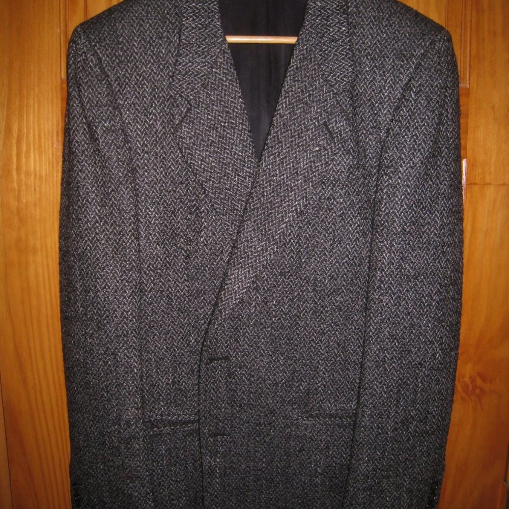 Sport Coat Men's Size 42L Herringbone Salt & Pepper Wool-Silk-Poly Dayton-Hudson